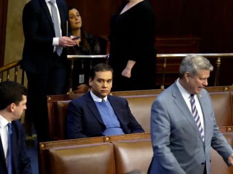 A FEC complaint accuses LI Rep. George Santos of illegally funneling outside funds into his campaign with a $700K personal loan. (Getty Images/ Anna Moneymaker)